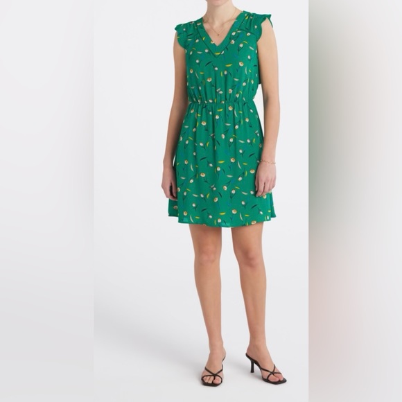 NWOT Beautiful summer dress green with tulips - Picture 3 of 11